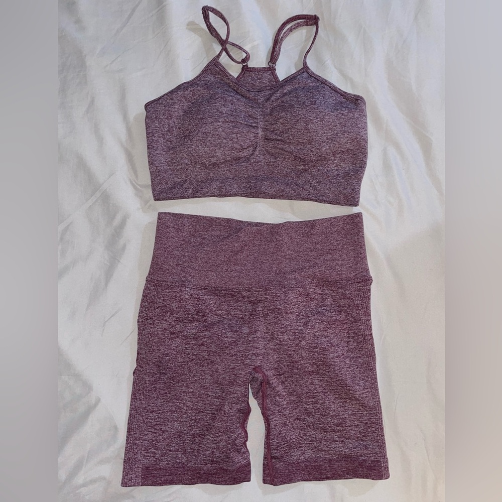 Sports Bra & High Waisted Biker Shorts Set